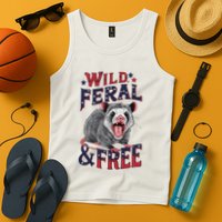 Funny Unhinged Opossum Wild Feral & Free Possum 4th Of July Tank Top