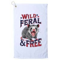 Funny Unhinged Opossum Wild Feral & Free Possum 4th Of July Golf Towel