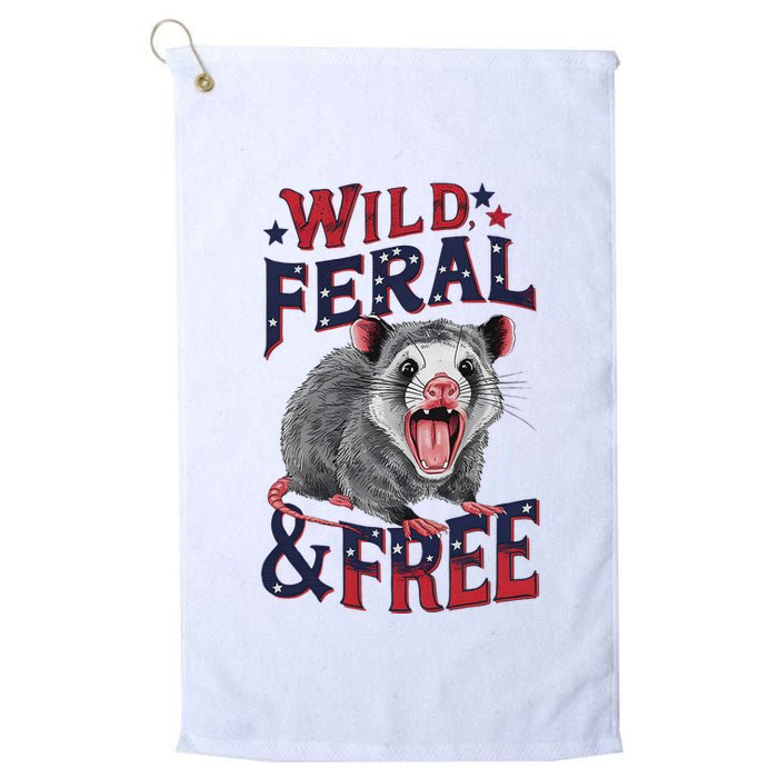 Funny Unhinged Opossum Wild Feral & Free Possum 4th Of July Golf Towel