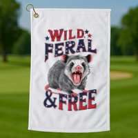 Funny Unhinged Opossum Wild Feral & Free Possum 4th Of July Golf Towel