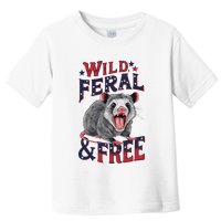 Funny Unhinged Opossum Wild Feral & Free Possum 4th Of July Toddler T-Shirt