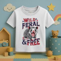 Funny Unhinged Opossum Wild Feral & Free Possum 4th Of July Toddler T-Shirt
