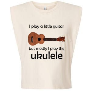 Funny Ukulele Pun Little Guitar Garment-Dyed Women's Muscle Tee