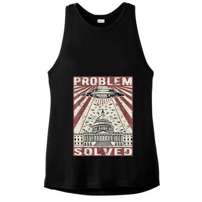 Funny UFO Problem Solved Political Humor Sarcastic Ladies PosiCharge Tri-Blend Wicking Tank