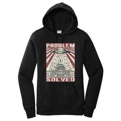 Funny UFO Problem Solved Political Humor Sarcastic Women's Pullover Hoodie