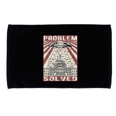 Funny UFO Problem Solved Political Humor Sarcastic Microfiber Hand Towel