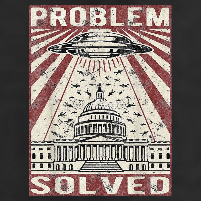 Funny UFO Problem Solved Political Humor Sarcastic Microfiber Hand Towel