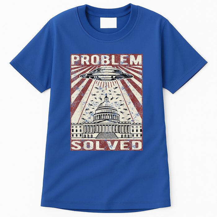 Funny UFO Problem Solved Political Humor Sarcastic Tall T-Shirt