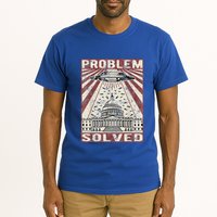 Funny UFO Problem Solved Political Humor Sarcastic Tall T-Shirt