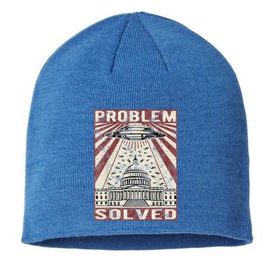 Funny UFO Problem Solved Political Humor Sarcastic Sustainable Beanie