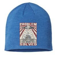Funny UFO Problem Solved Political Humor Sarcastic Sustainable Beanie