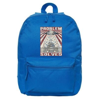 Funny UFO Problem Solved Political Humor Sarcastic 16 in Basic Backpack