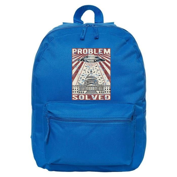 Funny UFO Problem Solved Political Humor Sarcastic 16 in Basic Backpack
