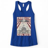 Funny UFO Problem Solved Political Humor Sarcastic Womens Tank Top