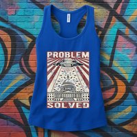 Funny UFO Problem Solved Political Humor Sarcastic Womens Tank Top