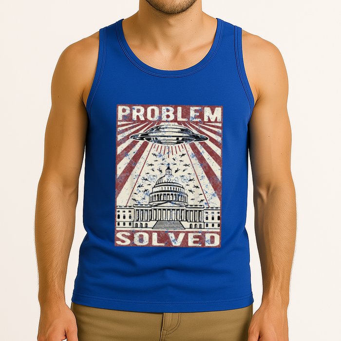 Funny UFO Problem Solved Political Humor Sarcastic Tank Top