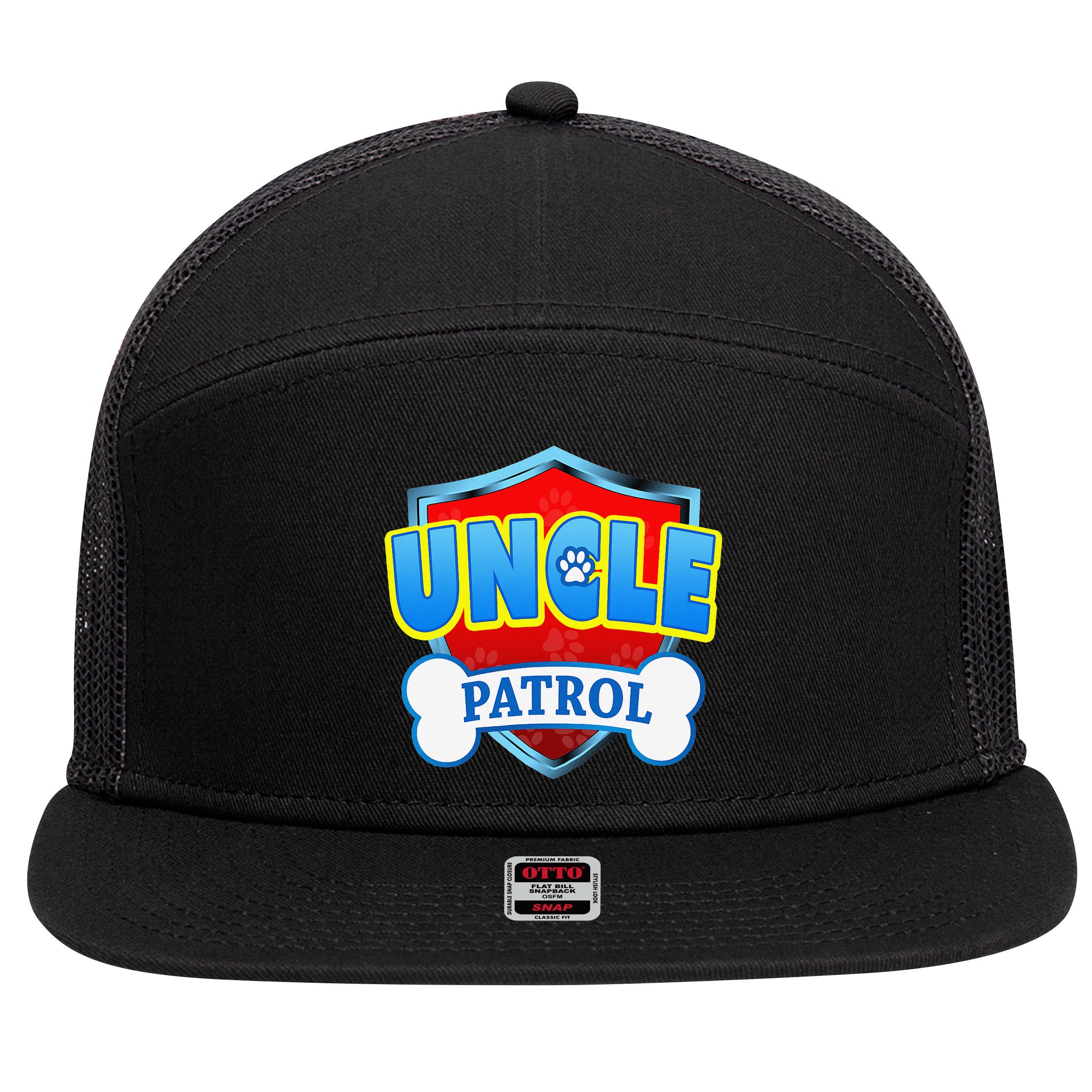 Funny Uncle Patrol Dog Mom Dad 7 Panel Mesh Trucker Snapback Hat
