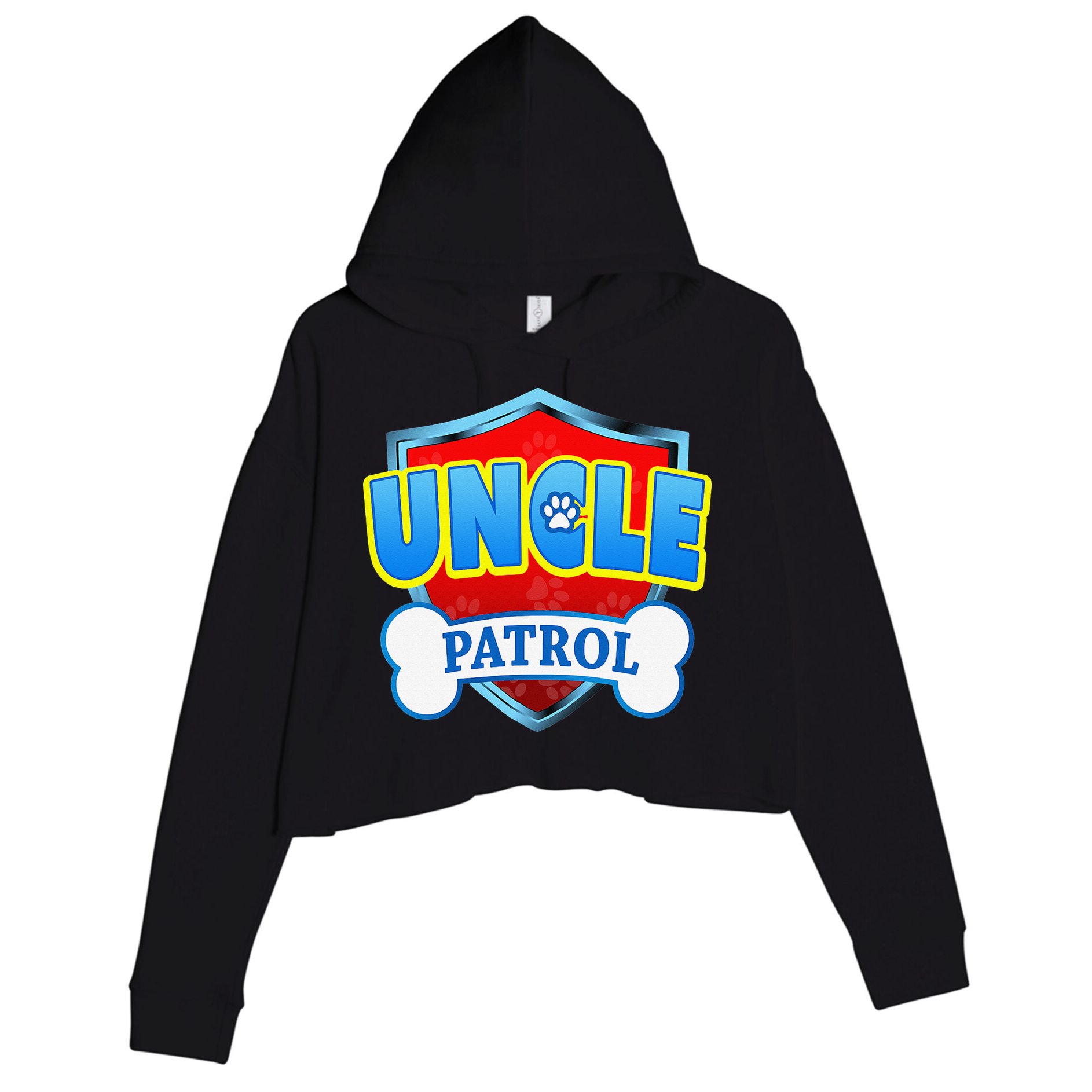 Funny Uncle Patrol Dog Mom Dad Crop Fleece Hoodie