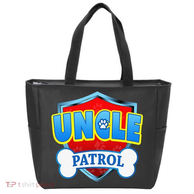 Funny Uncle Patrol Dog Mom Dad Zip Tote Bag