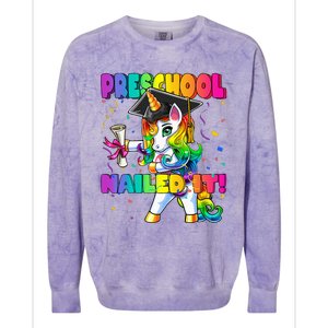 Flossing Unicorn Preschool Graduation Cap Diploma Gift Colorblast Crewneck Sweatshirt