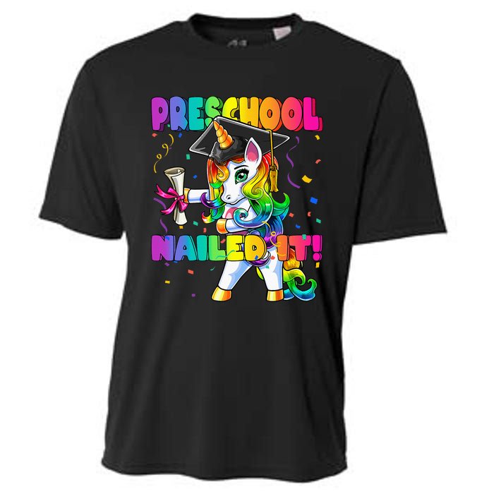 Flossing Unicorn Preschool Graduation Cap Diploma Gift Cooling Performance Crew T-Shirt