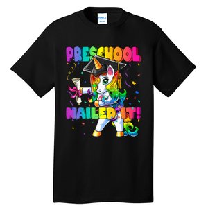 Flossing Unicorn Preschool Graduation Cap Diploma Gift Tall T-Shirt