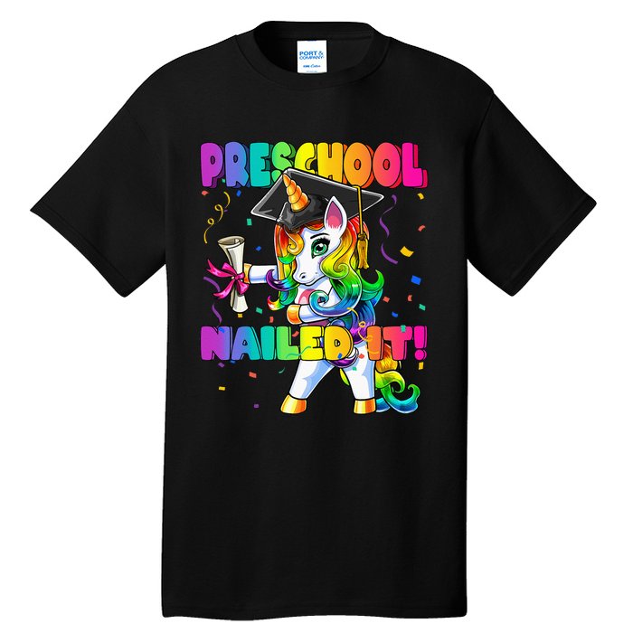 Flossing Unicorn Preschool Graduation Cap Diploma Gift Tall T-Shirt