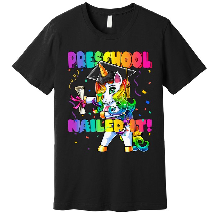 Flossing Unicorn Preschool Graduation Cap Diploma Gift Premium T-Shirt