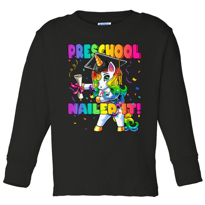 Flossing Unicorn Preschool Graduation Cap Diploma Gift Toddler Long Sleeve Shirt