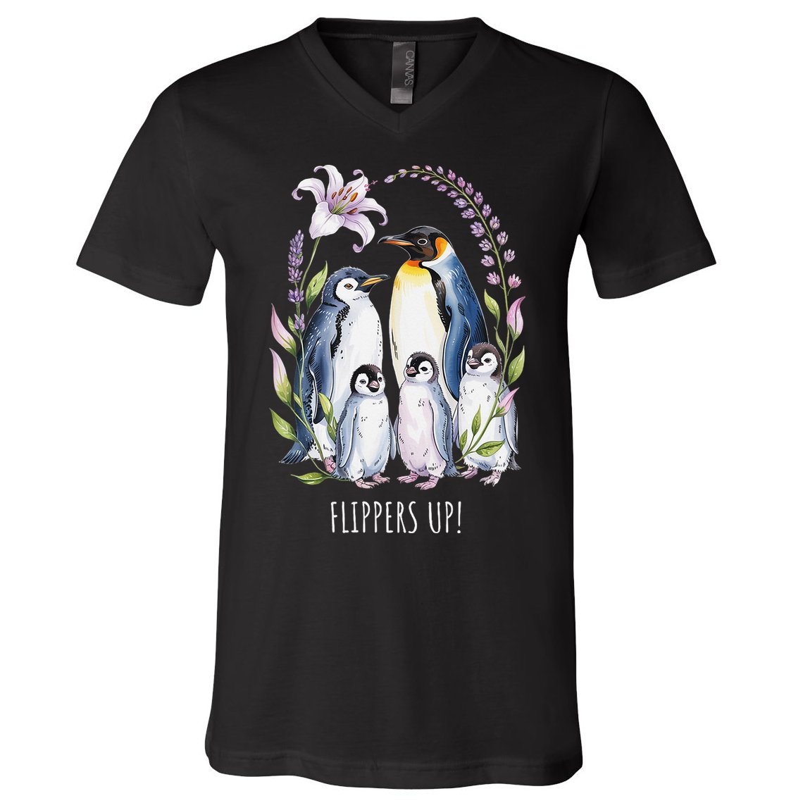 Flippers Up Penguins Resist Tariffs V-Neck T-Shirt