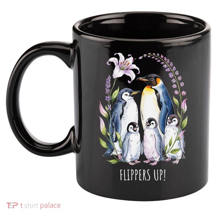 Flippers Up Penguins Resist Tariffs 11oz C Handle Ceramic Mug