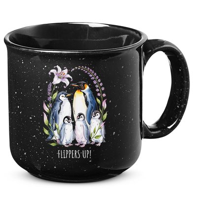 Flippers Up Penguins Resist Tariffs 15oz Campfire Ceramic Mug