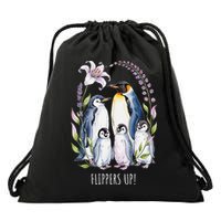Flippers Up Penguins Resist Tariffs Drawstring Bag