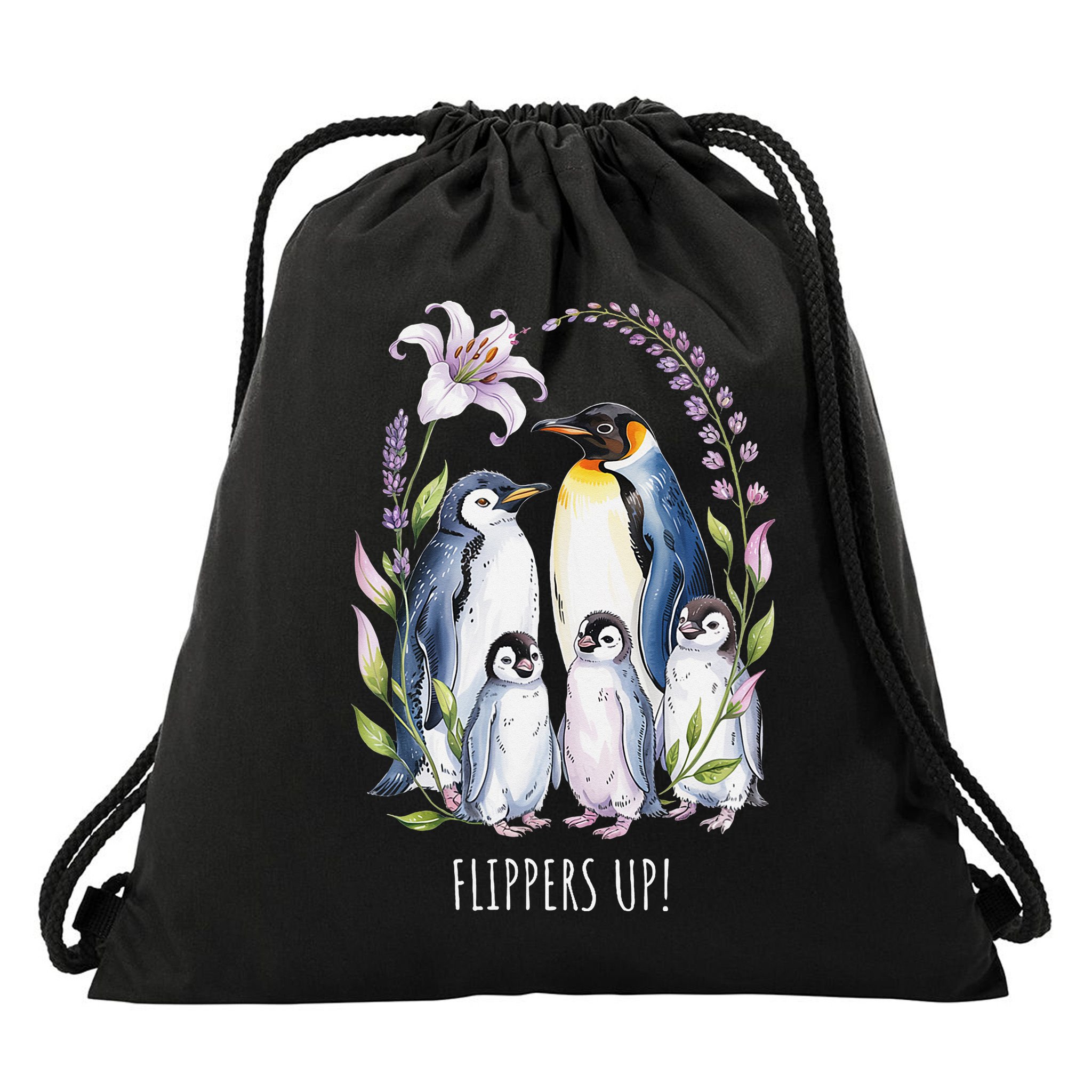 Flippers Up Penguins Resist Tariffs Drawstring Bag