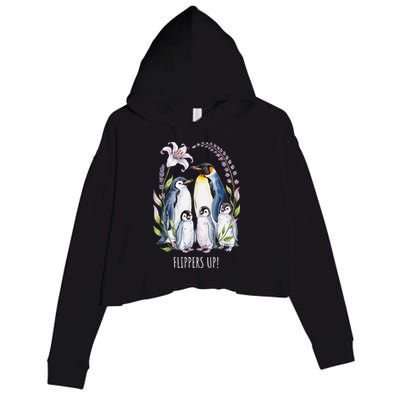 Flippers Up Penguins Resist Tariffs Crop Fleece Hoodie