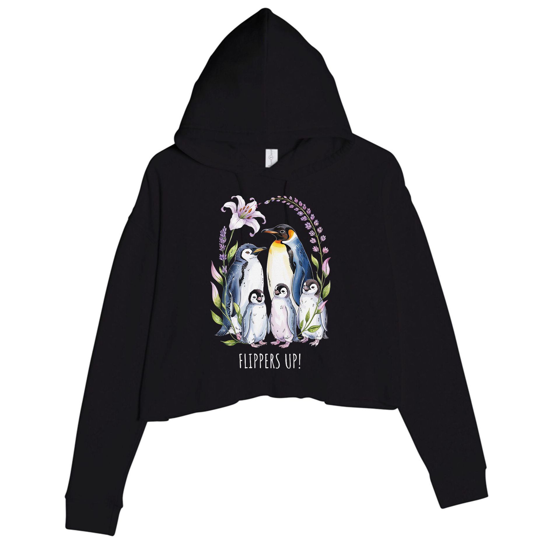 Flippers Up Penguins Resist Tariffs Crop Fleece Hoodie