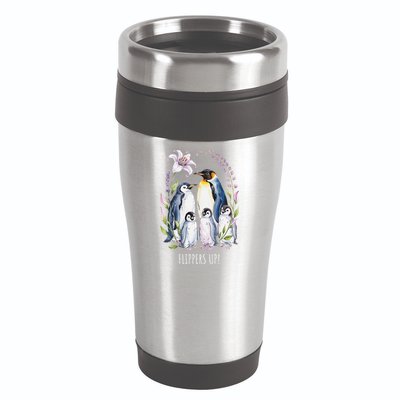 Flippers Up Penguins Resist Tariffs 16oz Travel Tumbler