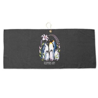 Flippers Up Penguins Resist Tariffs Large Microfiber Waffle Golf Towel