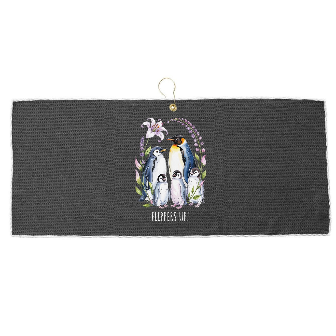 Flippers Up Penguins Resist Tariffs Large Microfiber Waffle Golf Towel
