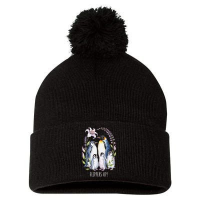 Flippers Up Penguins Resist Tariffs Pom Pom 12in Knit Beanie