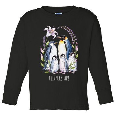 Flippers Up Penguins Resist Tariffs Toddler Long Sleeve Shirt
