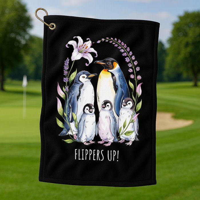 Flippers Up Penguins Resist Tariffs Golf Towel