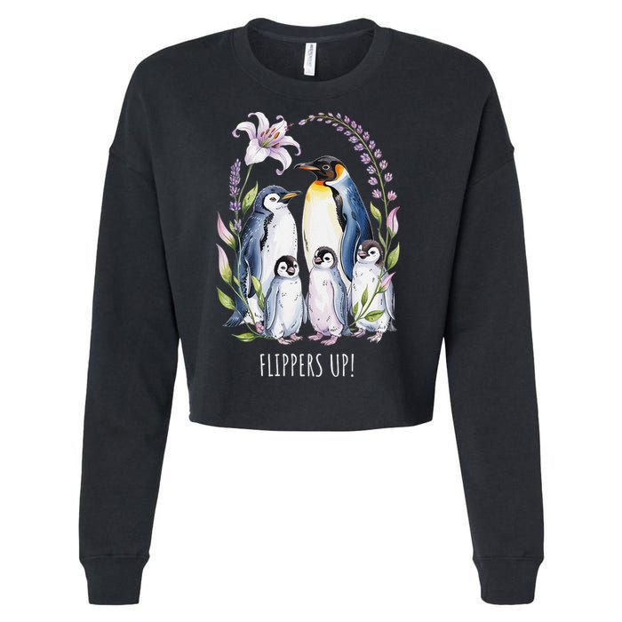 Flippers Up Penguins Resist Tariffs Cropped Pullover Crew