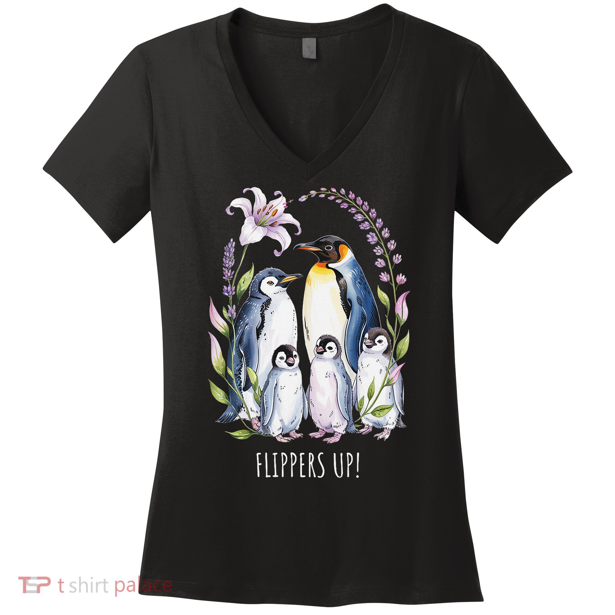Flippers Up Penguins Resist Tariffs Women's V-Neck T-Shirt