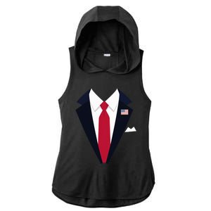 Funny Usa President Trump Suit Easy Halloween Costume Long Sleeve Ladies PosiCharge Tri-Blend Wicking Draft Hoodie Tank