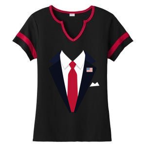 Funny Usa President Trump Suit Easy Halloween Costume Long Sleeve Ladies Halftime Notch Neck Tee