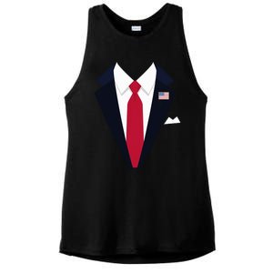 Funny Usa President Trump Suit Easy Halloween Costume Long Sleeve Ladies PosiCharge Tri-Blend Wicking Tank