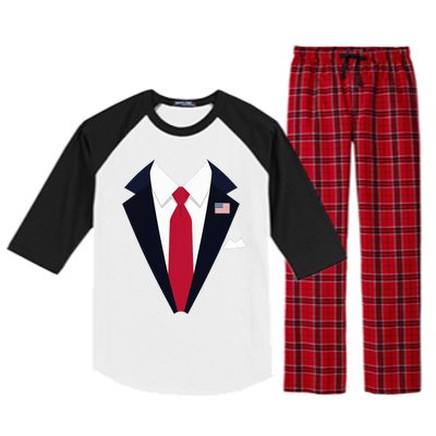 Funny Usa President Trump Suit Easy Halloween Costume Long Sleeve Raglan Sleeve Pajama Set