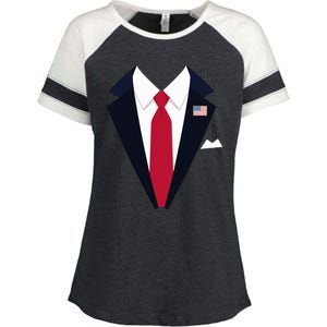 Funny Usa President Trump Suit Easy Halloween Costume Long Sleeve Enza Ladies Jersey Colorblock Tee