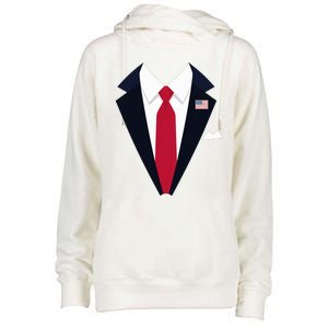 Funny Usa President Trump Suit Easy Halloween Costume Long Sleeve Womens Funnel Neck Pullover Hood